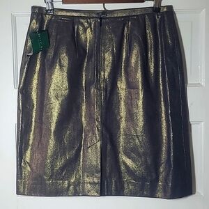 NWT Harvé Benard Gold Shimmer A-Line Skirt Women’s 12